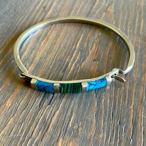 Vintage Sterling Silver Turquoise & Malachite Cuff